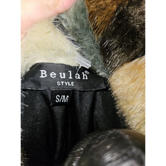 Beulah Faux Fur Coat Multicolor Brown/Gray Size S/M - Picture 5 of 10